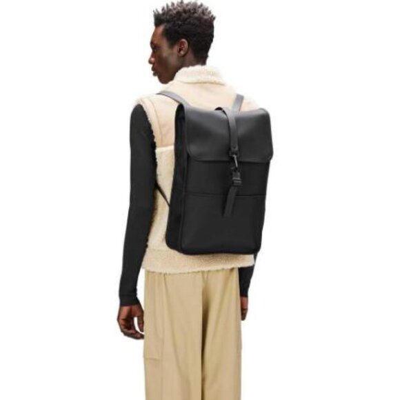 RAINS Backpack - Black Waterproof Backpack for men and Women - Fits 15